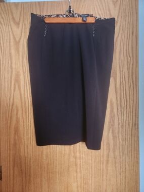 White House Black Market Black Pencil Skirt with Button Detail